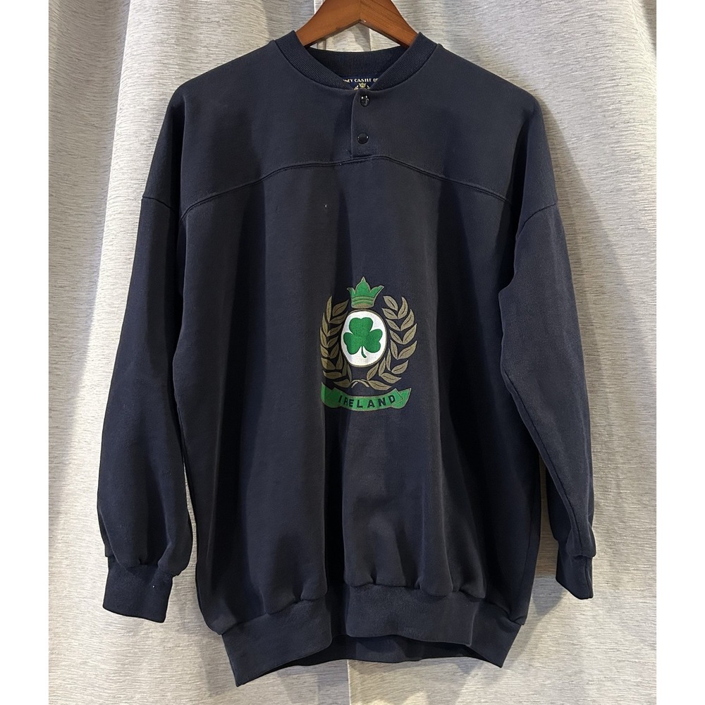 Blarney Castle‎ Design Sweatshirt Size XXL Blue Ireland 2 Snap Buttons